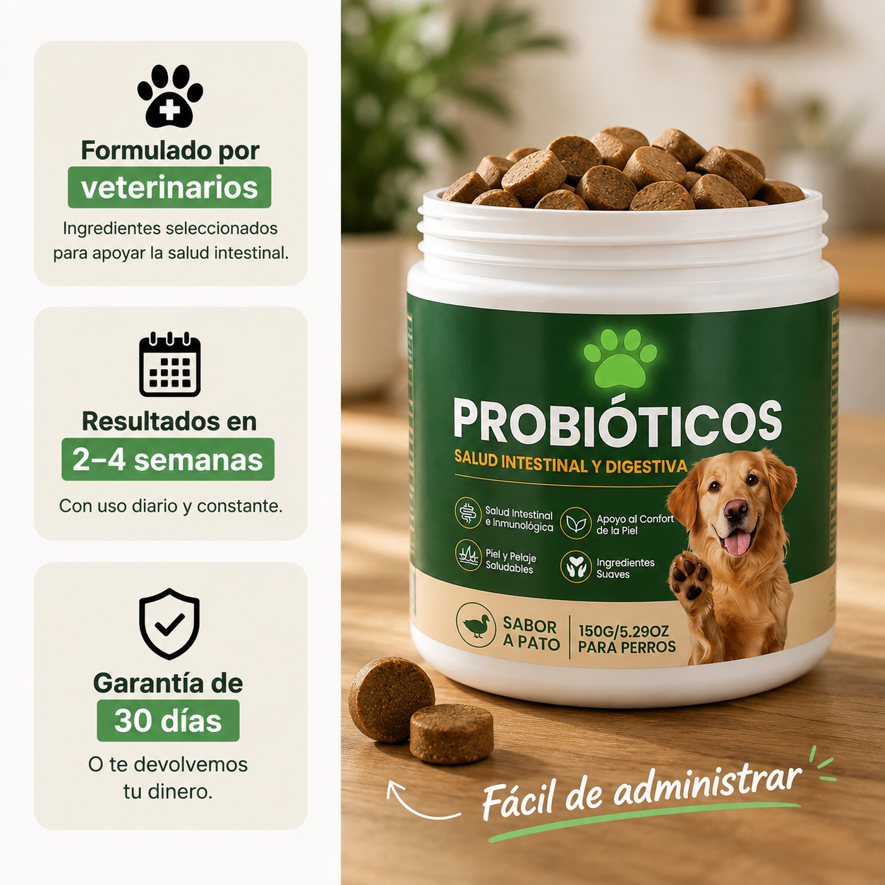 Probióticos para la salud digestiva de tu perro